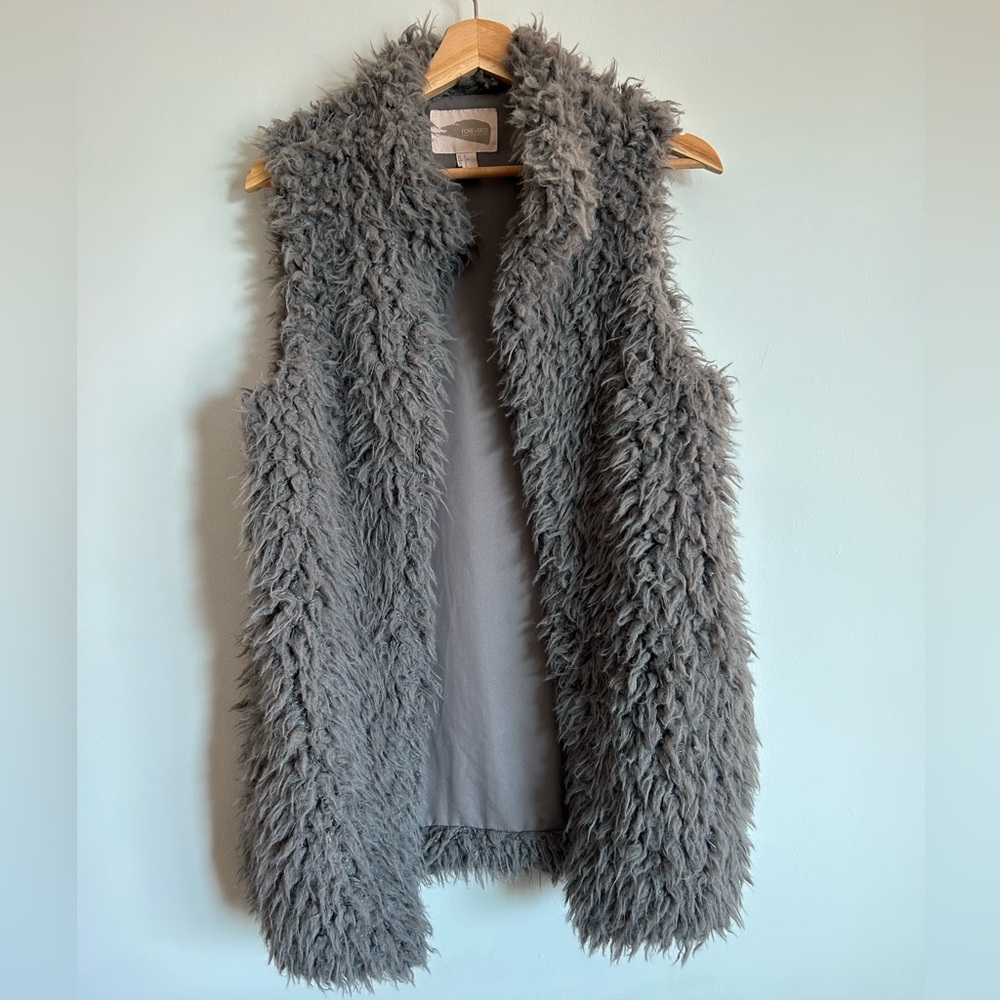 Grey F21 teddy vest